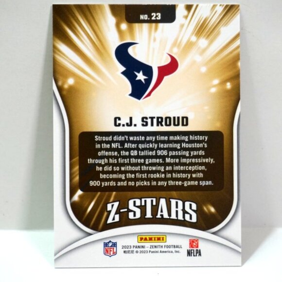2023 Panini Zenith Z-Stars CJ STROUD Rookie Silver Holo Foil RC Case Hit #23 - Picture 2 of 3